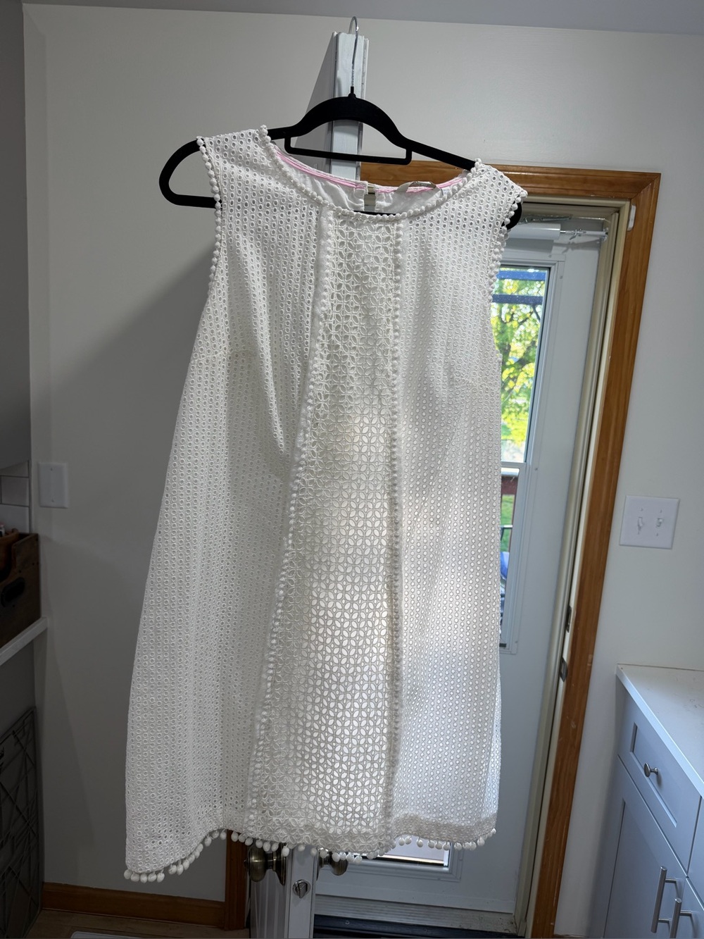 Boden White Eyelet Shift Dress - Sleeveless Summer Dress